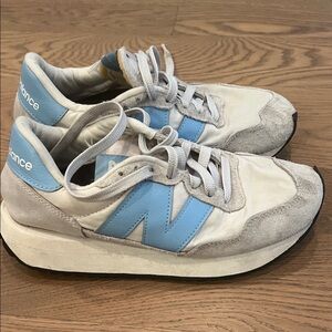 New Balance Light Blue and White Running Shoes